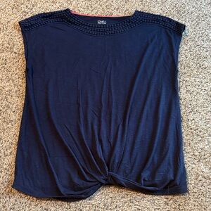 Cato Dark Blue Crochet Shoulder Top